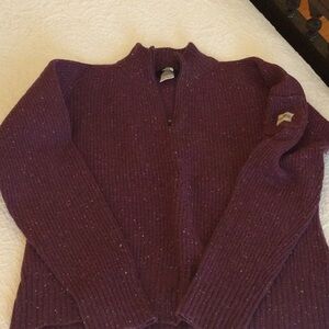 Half-Zip Purple Speckled Knit Sweater-vintage North Face